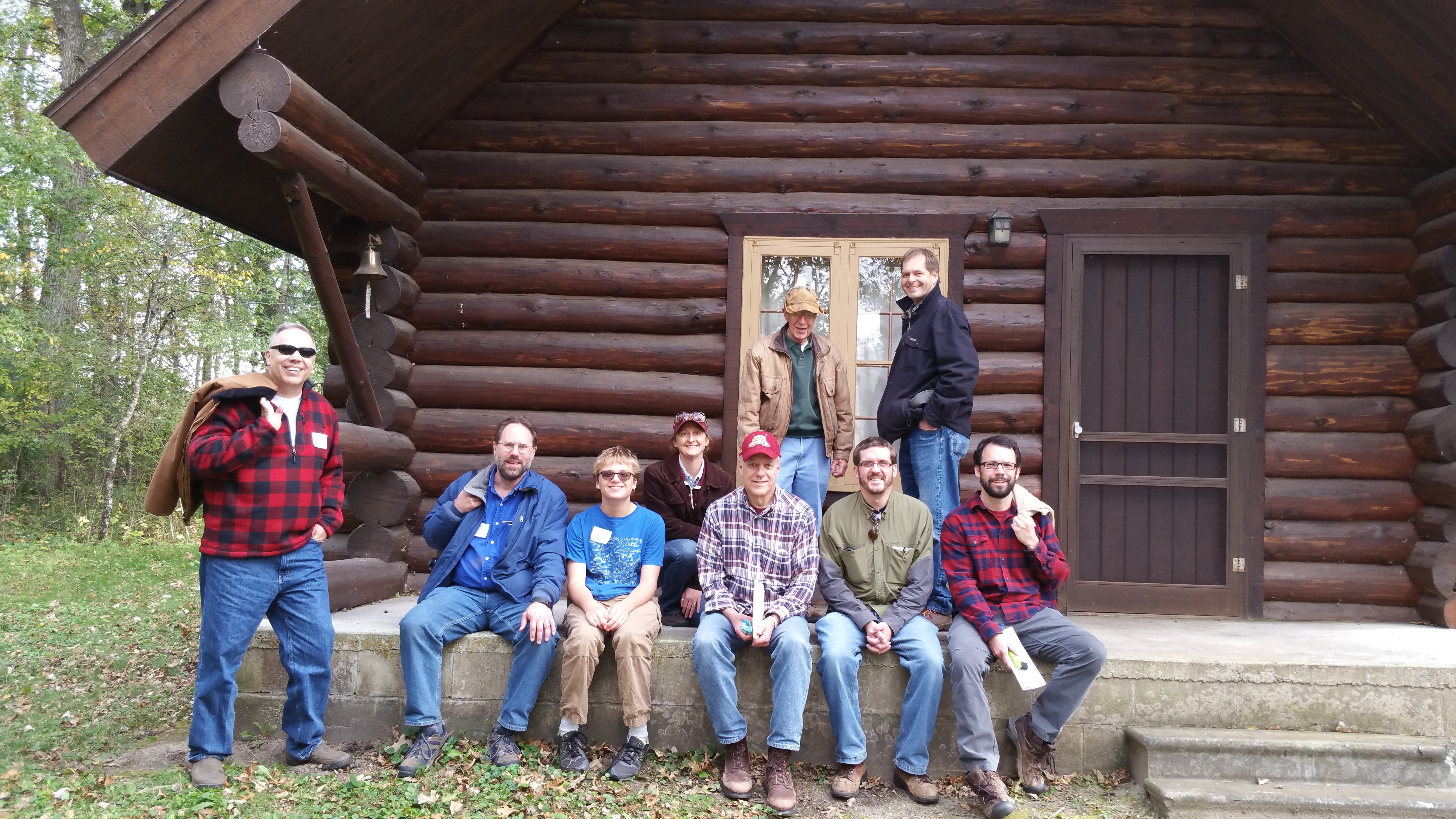 A few Master Woodlands Owners and instructors gather at Dan Martin's cabin in Fountain, MN.